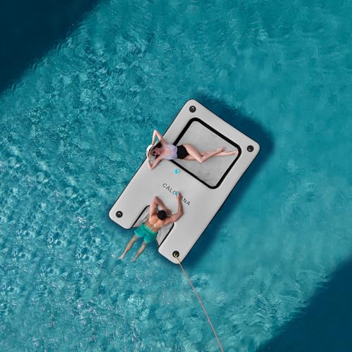 CALOBANA Inflatable Floating Dock with Boat Ramp,Lake Floats with Mesh,Tanning Pool Lounger Water Hammock for Family Party Pool Sea River Dock Boat,Grey+Mint Green by CALOBANA - Image 7