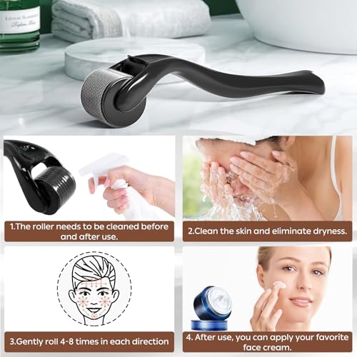 Bartroller 0,5 mm – Derma-roller mit 540 Titan-Nadeln für Bartwuchs & Haarwachstum, professioneller Microneedling Roller für Gesicht, Kopfhaut & Körper – Männer & Frauen, Anti-Aging, Hautpflege