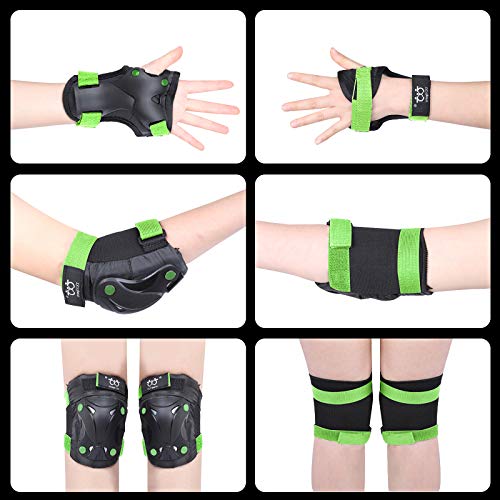 TXJ Sports Knee Pads Elbow Pads with Wrist Guards Protective Gear Set for Kids Youth Skateboard Sports Skateboarding Roller Skating Bicycling 6 in 1