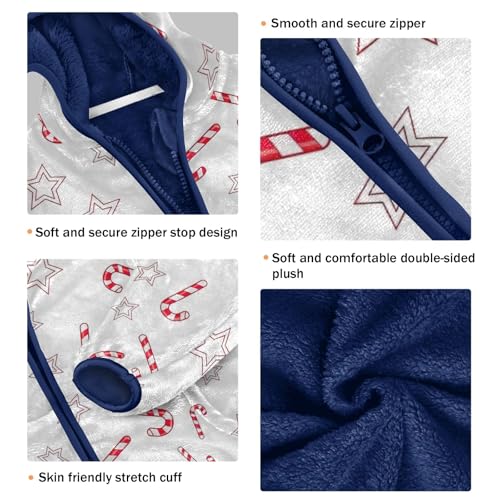 Christmas Candy Star White Toddler Zip up Hoodie Sweatshirt Jacket for Fall Winter 3T3