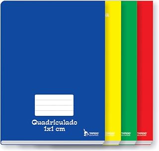Caderno Quadriculado Universitário, Tamoio 2551, Pacote com 5 Cadernos, Capas Sortidas