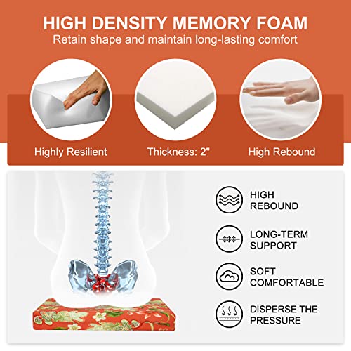 Wellsin Outdoor Chair Cushions For Patio Furniture - Patio Chair Cushions Set Of 4 - Waterproof Round Corner Outdoor Seat Cushions 17"X16"X2", Flower Red #TOP4