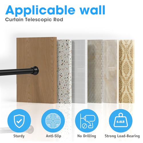 Image of MEXAU 1Pcs White Spring Tension Curtain Rods 31-77In,Expandable Shower Rod | Adjustable Expandable Tension Rod Pressure Rod,Shower Curtain Rod Spring loaded Curtian rod for Window Bathroom Door Kitchen