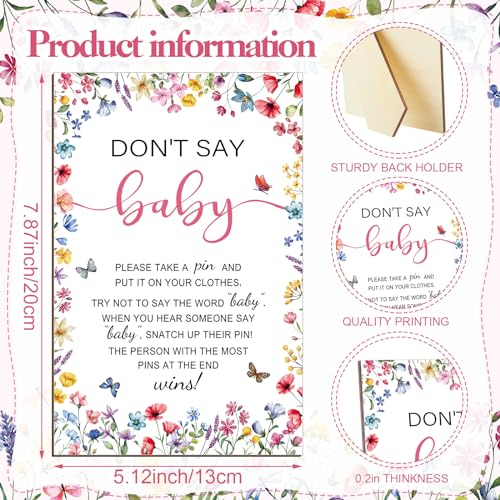Image of Patelai 321 Pcs Baby in Bloom Baby Shower Decorations Wildflower Gender Reveal Games 5 Set Don't Say Serve 50 Guests for Wildflower Gender Bloom Reveal Birthday Party Decorations Supplies