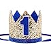 Birthday Hat, Socub First Birthday Party hat, Birthday Crown Headbands for Baby Boy 1st Birthday Party Supplies, Golden Blue