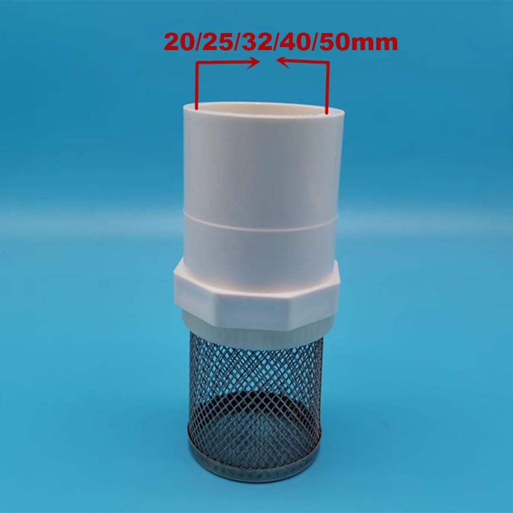 Inline Water Filter，water pump filter screen， 1pcs 20/25/32/40/50mm PVC Filter for Garden Irrigation Water Pump Inlet Fillter Aquarium Pipe Fittings(Grey,Inside Diameter 20mm)(White,Inside Diameter 32