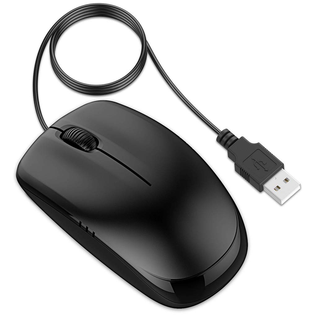 IMHERE W U 2.4G Office 3 Buttons Wired USB Plug Optical Desktop Mouse Mini Black Computer PC Laptop Mice