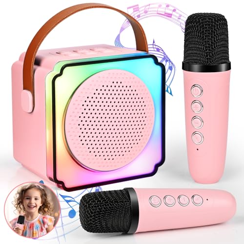 Karaoke Maschine Kinder mit 2 Karaoke Mikrofon Kinde Mini Tragbares...