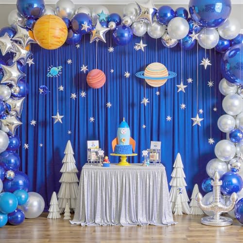 10ftx8ft Royal Blue Wrinkle-Free Backdrop Drapes, Not See-Through Dust Rose Polyester Background Curtains Backdrop Decorations for Party