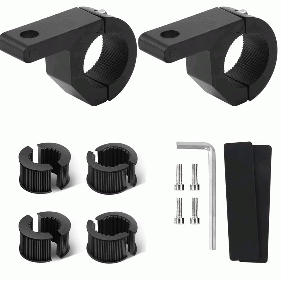 Soportes para faros de coche, Soporte de Montaje de Barra de Luz Vehiculo, Abrazadera de Tubo Barra Horizontal para manillar, Apto para manillares o barras de 19 a 32 mm. 2 unidades