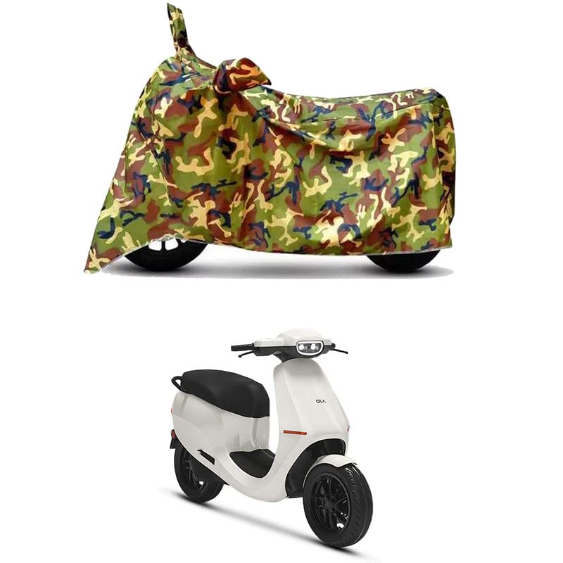 Image of Waterproof 100% PVC Coated Full Bike Scooty Two Wheeler Body Cover Compatible for Ola S1 BS6 /UV-Rays /Heat Protection /Birds Dropping /Scratchproof /Dust Proof /All Varients[6X6 Jungle Print]