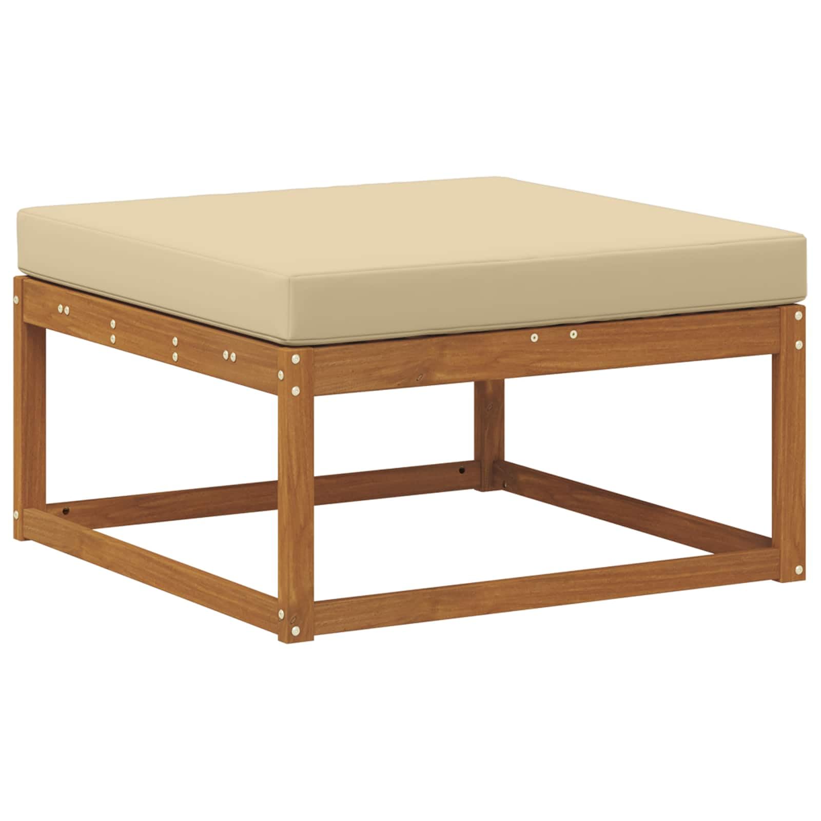 Outdoor-Sofagarnitur mit Kissen 7-TLG Natur Beige, Akazienholz Lattenrahmen Sofa Gartenmöbel Set für Terrasse