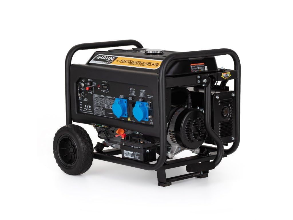Hahn & Sohn Generatore a benzina HGG11000E-EA3R ATS – 8 kW/8,5 kW – unità di emergenza con avviamento elettrico & ATS, 97 dB – 230 V generatore di corrente, inverter, corrente di emergenza, cantiere
