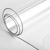 Vista 1 de 28x28 inch Heavy Duty Clear Table Cover, Rectangle Vinyl Plastic Tablecloth, Transparent Table Cover Protector, Waterproof Wipeable Clear