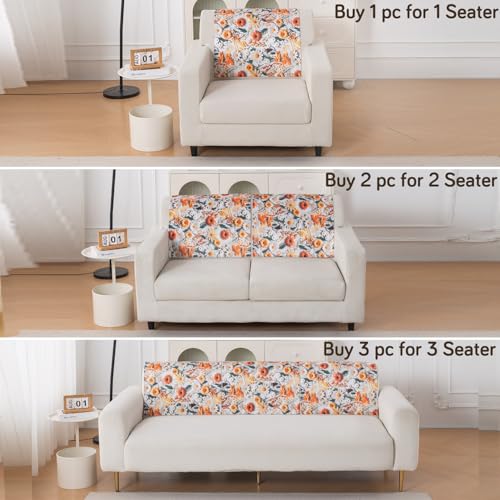 Image of HOKIPO 'Nature Muse' 1 PC Backrest Mat for Sofa Cover | Premium HD Printed Holland Velvet Mat, Marigold Bloom (IN-922-L-D7)