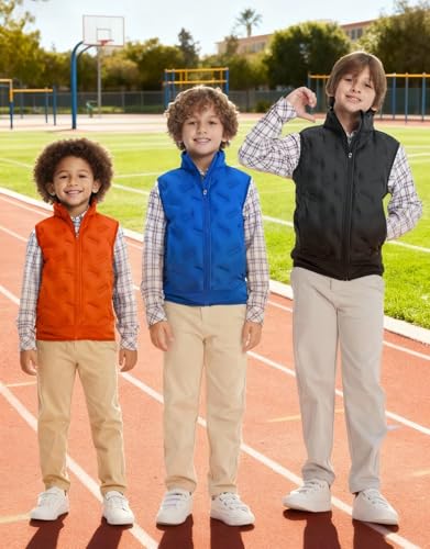 M MAELREG Boys Puffer Vest Full Zip Winter Water Resistant Sleeveless Jacket with Pockets for School and Outdoor — view 3