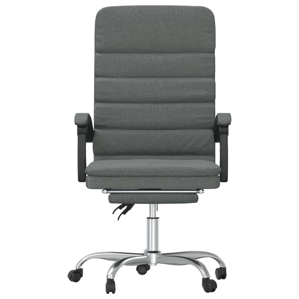 Silla de oficina de masaje gris oscuro, 110-120 cm, función reclinable, transpirable, marco de metal, oficina en casa, juegos