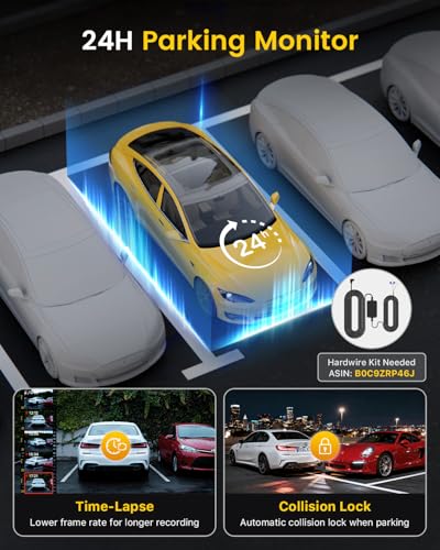 GKU Dash Cam Front and Rear Camera – 4K+1080P Dual Dash Camera for Cars with 64GB SD Card, 5GHz WiFi & App Control, Night Vision, Parking Mode, G-Sensor, Loop Recording, WDR, 170° Wide Angle - Image 6