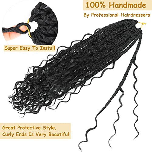 Goddess Box Braids Crochet Hair For Women14 Inch 8 Packs Crochet Braids With Curly Ends Pre Looped Boho Box Braids Short Bohemian Goddess Braids Crochet Hair (14 Inch (Pack Of 8), 1B#) #TOP4