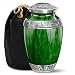 Everlight Memorials Classic Watercolor Green Large Urn for Ashes - Adult Men & Women - Cremation and Burial Urns for Adult Human Ashes