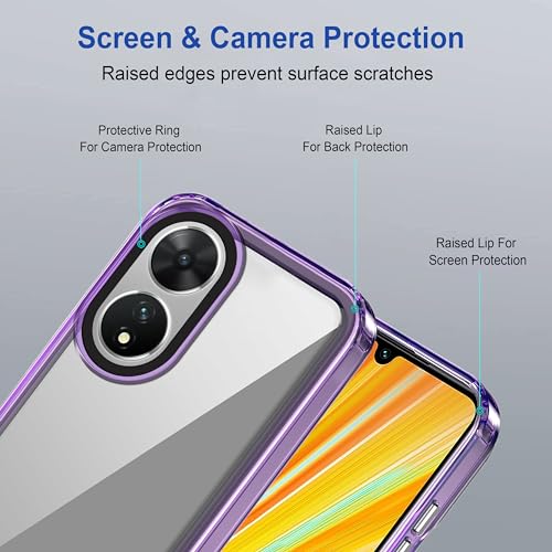 Image of Zapcase Back Case Cover for Vivo T2 5G | Compatible for Vivo T2 5G Back Cover | Case Cover with Camera Protection | (TPU + PC | Translucent Purple)