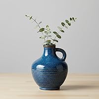 Vista 21 de Sunddo Florero rústico de cerámica con 2 asas, florero de granja texturizado, jarrones decorativos modernos blancos, sala de estar, estante, repisa