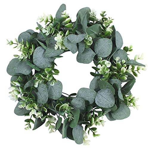 Moxeupon Corona de eucalipto de Hoja Verde | Corona de eucalipto Artificial Primavera Verano para Puerta de Entrada | Corona de viñedos para la celebración del Festival de la Granja del Porche del