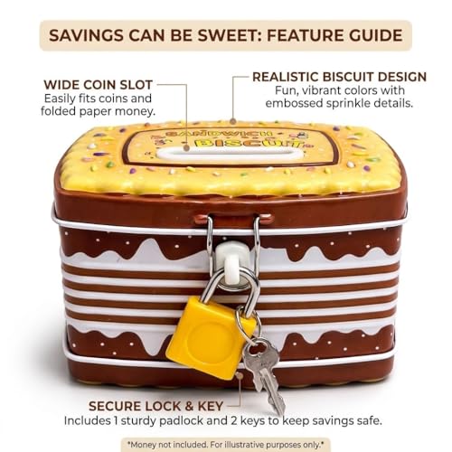 Image of Sajani Cute Cartoon Creative Portable Piggy Bank, Money Saving Box with Combination Lock, Mini Coin Bank Gifts for Boys and Girls, Best Return Gifts for Kids (Pack of 1) (Sandwich - Yellow)