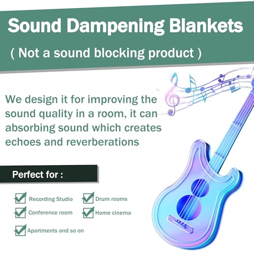 MABOZOO Studio Sound Blanket, Large Soundproof Blanket with Grommets, Heavy Duty Sound Dampening Noise Reducing Divider for Workshop, Basement, Laundry, Acoustic (Black, 48 * 72) by MABOZOO - Image 6