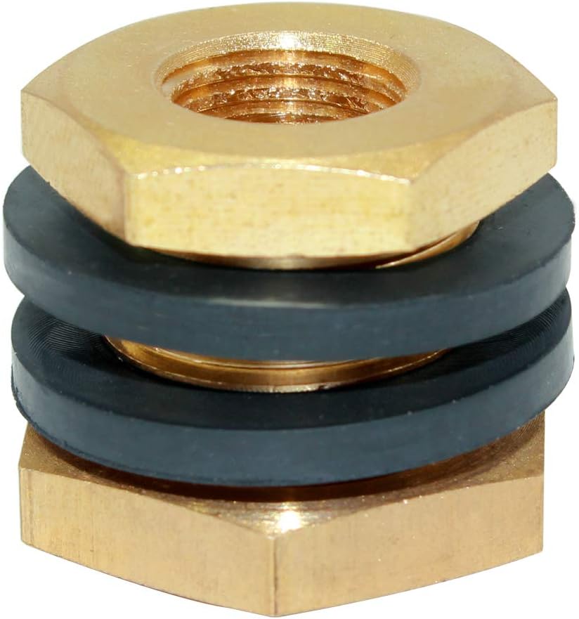 Joywayus 1/4" NPT Female 1/2" Male Brass Bulkhead Fitting Bulk Head