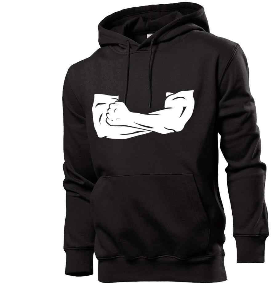 Shirt84.de - Felpa con cappuccio da uomo a maniche corte con pugno Nero XXL