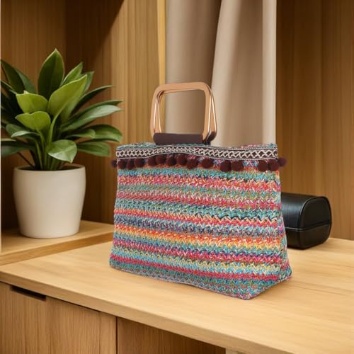 Bolso Tote Grande de Paja Ligero para Salidas y Playa miniatura 3