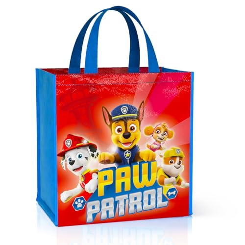 Paw Patrol Tote Bag ~ Double-Sided 15 Grocery Bag Featuring Chase Marshall Skye Rubble | Paw Patrol Reusable Bags Medium
