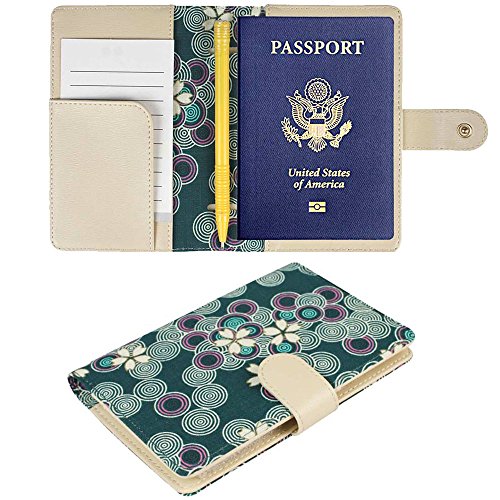 Javoedge Blue Cherry Blossom Printed Fabric Rfid Blocking Passport Case With Pen Holder And 2 Matching Luggage Tags #TOP3