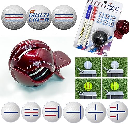 Birdie Papa Premium Golf Ball Liner, Golf Ball Marker, Draw 330° Various Lines without Revolving, Golf Ball Alignment Kit for Putting, Create 7-8 DIY Lines, Design Patent (Rose Wine (Gloss))