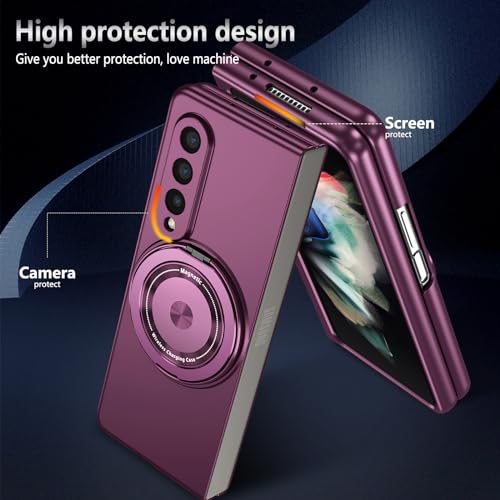 Coque Samsung Galaxy Z Fold 3 5G rotative 360 pliable rigide PC rouge vin - 7