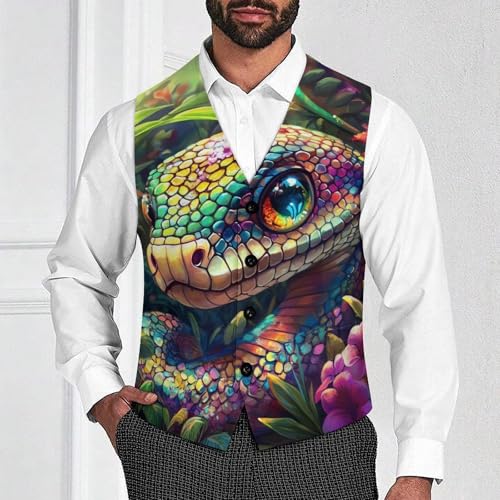 Colorful Flower Snake Men's Suit Vests Dress Vest V-Neck Waistcoat Slim Business Formal with Pocket2