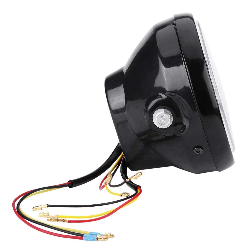 Ejoyous Phare de Moto Rétro, 7 Pouces, Projecteur LED Rond Universel, Noir, 12V 35W, avec Support de Montage, Clignotant
