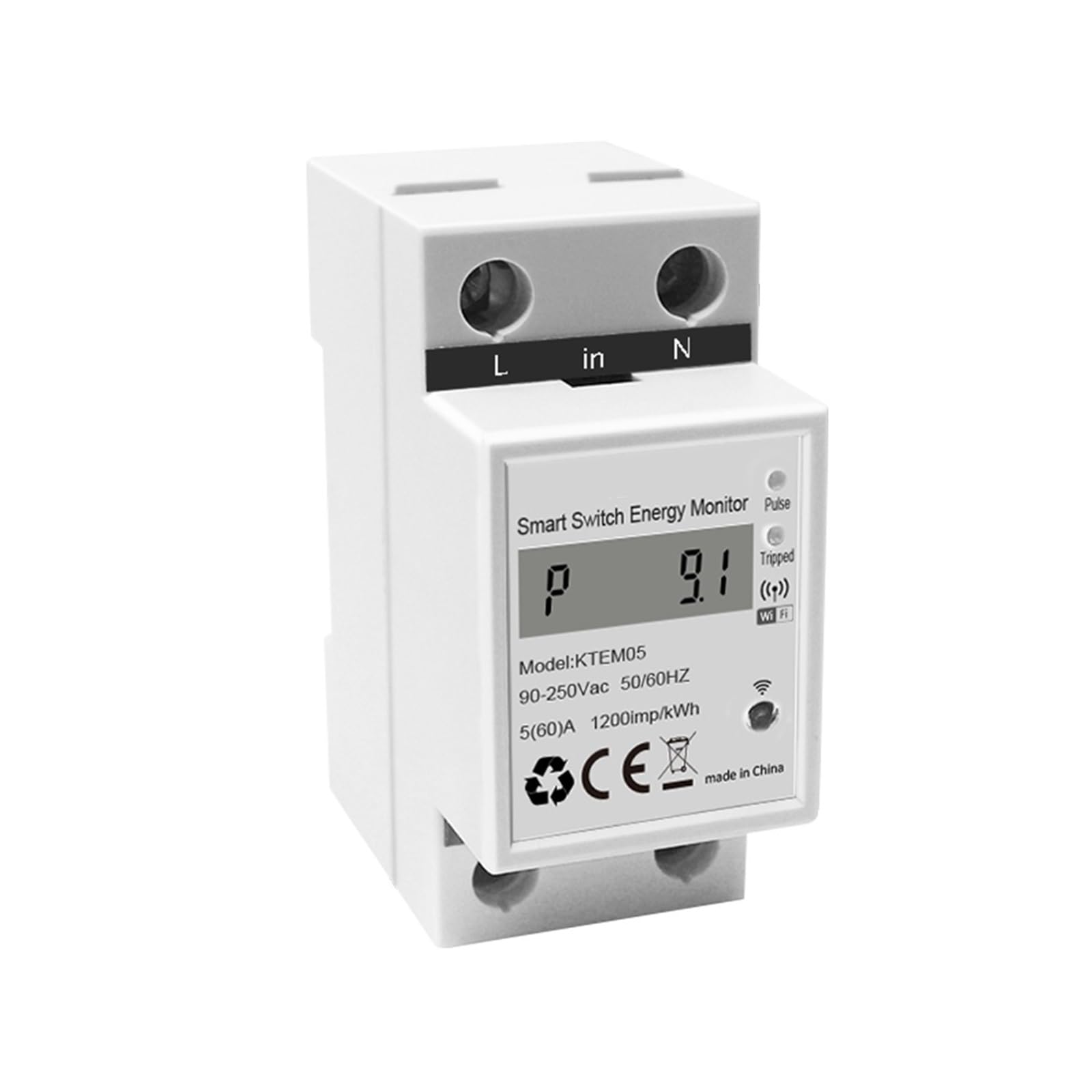 Tuya Din Rail WiFi Compteur D'énergie Intelligent 60A 63A Minuterie Consommation D'énergie Kwh Mètre Monophasé Prise en Charge Smartlife App Surveillance de la consommation d'énergie