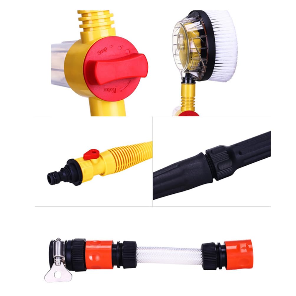 ULTECHNOVO Brosse Rotative pour Nettoyage Voiture Brosse Lavage Ronde Pulvérisation Eau Automatique Nettoyage Rapide sans Électricité