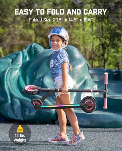 FanttikRide C9 Apex Electric Scooter for Kids 8-12, Adjustable Handlebar Height for Riders 3.9-5.2 ft, 132 lbs, Up to 40 mins Continuous Time, 3 Speed Mode 5/8/10 MPH, Bluetooth Music Speaker
