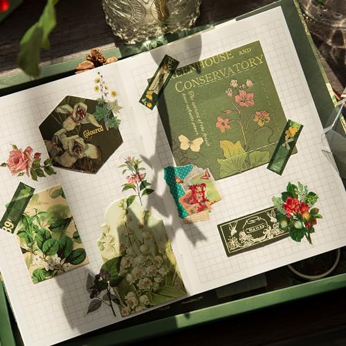 image for Draupnir Scrapbooking Supplies Kit,Vintage Botanical Aesthetic Scrapbo