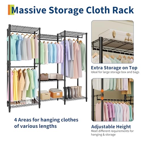 Portant à vêtements stable armoire autonome noire grande penderie de chambre