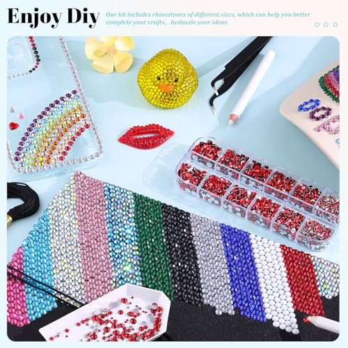Image of 6100Pcs Resin Red Rhinestones for Bedazzling with 2Pcs 10ml B7000 Jewelry Glue, 1 Box Flatback Gems Crystals Diamonds for Makeup Crafting Nail Art