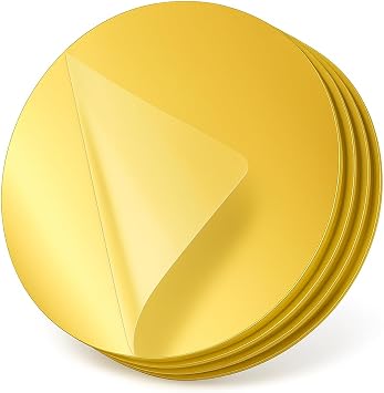 4 Adet Kendinden Yap kanl  Pleksi Ayna Levha, K r lmaz Akrilik Duvar Aynas , Dekoratif ve Modern Yap t rmal  Panel, Hafif Parlak Pleksi Duvar Dekoru, Ev ve Ofis 4, Gold, Yuvarlak 5x5