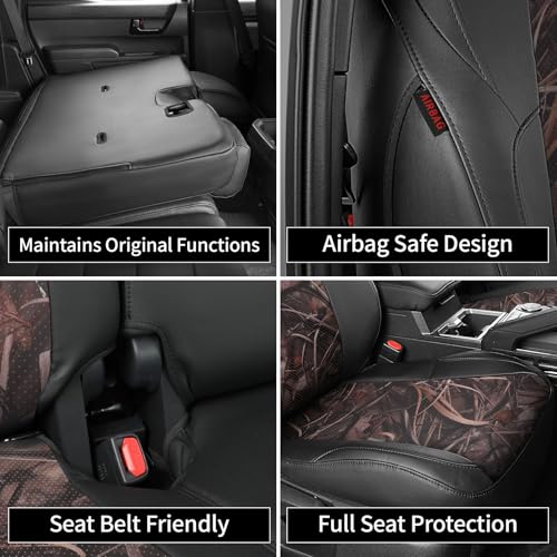 Image of EKR Tacoma Leather Car Seat Covers Custom Fit for Toyota Tacoma 2012 2013 2014 2015 (Regular Seats) - Truck Seat Covers Full Set,Faux Leather(Black /Reed Camo)