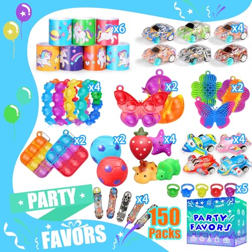 Image of Party Favors for Kids 8-12 4-8, 150-Pack Fidget Toys Bulk, Treasure Box Toys for Classroom, Stocking Stuffers Goodie Bags, Classroom Prizes, Birthday Holiday for Boys Girls