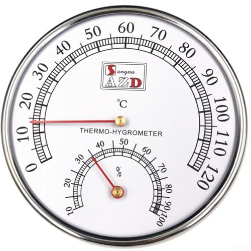 Thermomètre et hygromètre pour sauna avec minuterie, horloge murale d'intérieur pour mesure de température et d'humidité, boîtier en acier inoxydable, 125 mm