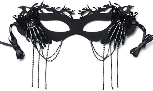 Miniatura 10 de Foyte Máscara de Halloween de araña negra, máscara de media cara, disfraz de cosplay, máscaras de fieltro para mujeres y niñas