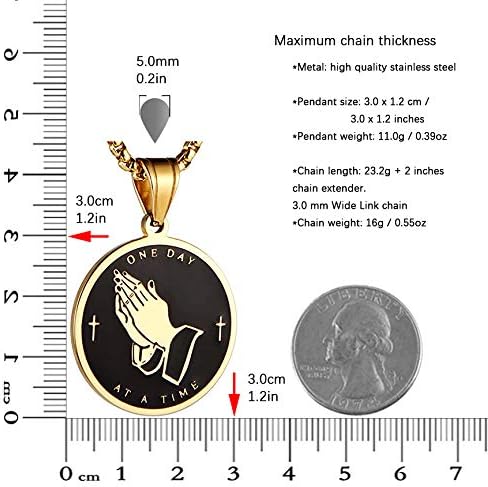 Miniatura 4 de HZMAN Bible Verse Prayer Necklace Christian Jewelry Gold Stainless Steel Praying Hands Coin Medal Pendant